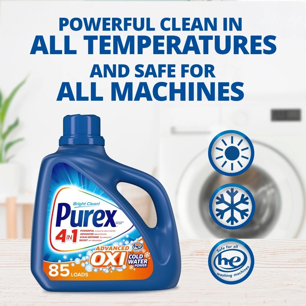 High Efficiency Liquid Laundry Detergent, 128 fl oz, 85 Loads, Oxygen Powered