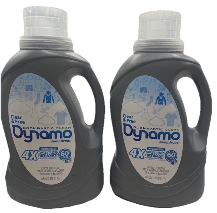 2 Pck Dynamo Clear & Free Laundry Detergent 60 Fl Oz 4x Concen HYPOALLERGENIC DB