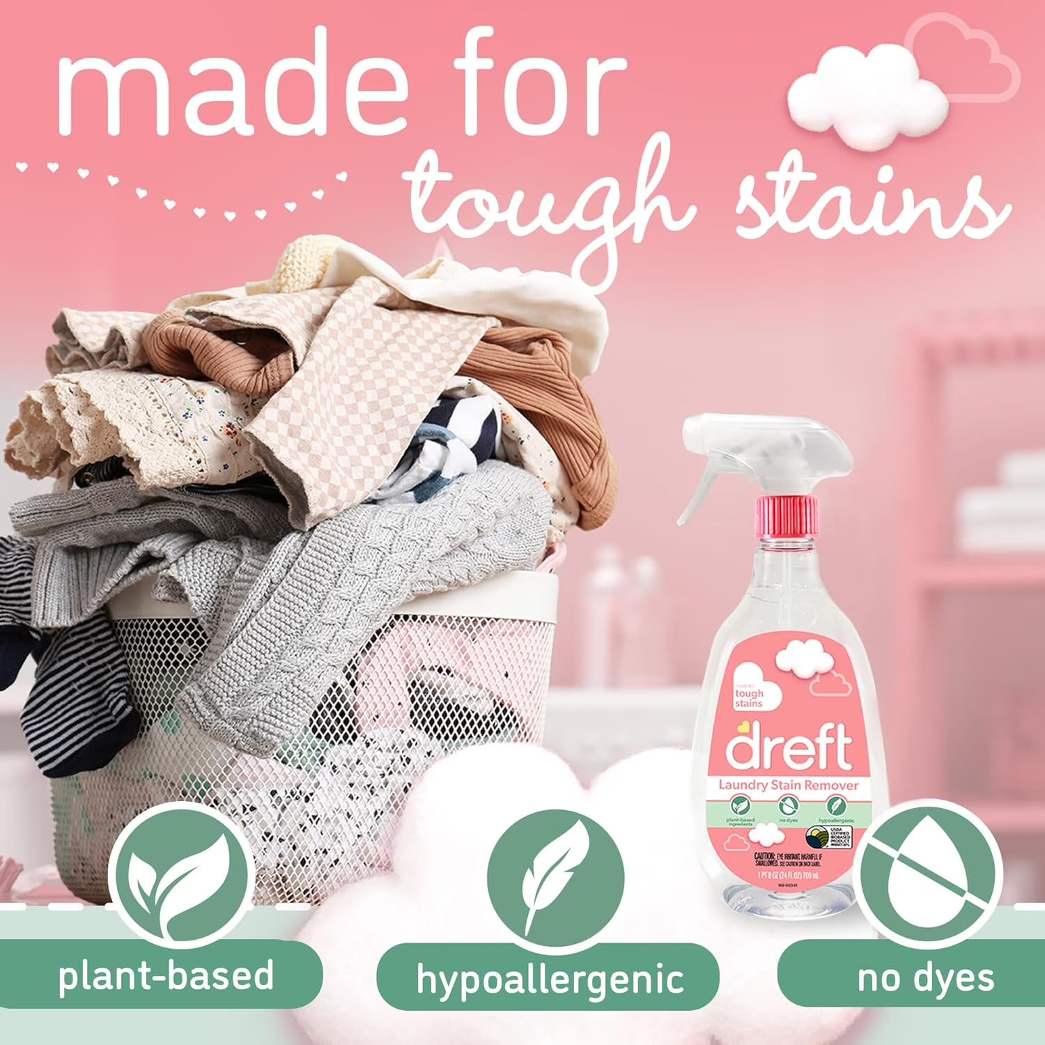 Dreft Plant Based Baby Spray and Wash Laundry Stain Remover,Baby Essentials,24oz