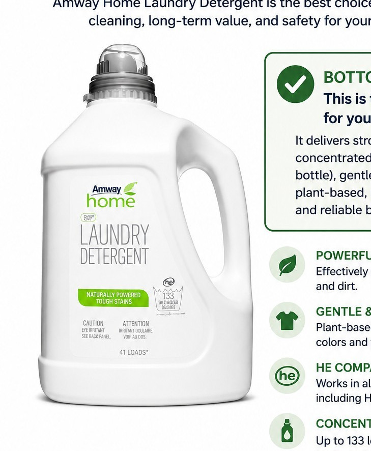 Amway Home Laundry Detergent Liquid, Concentrated, HE, Plant-Based, 133 Loads