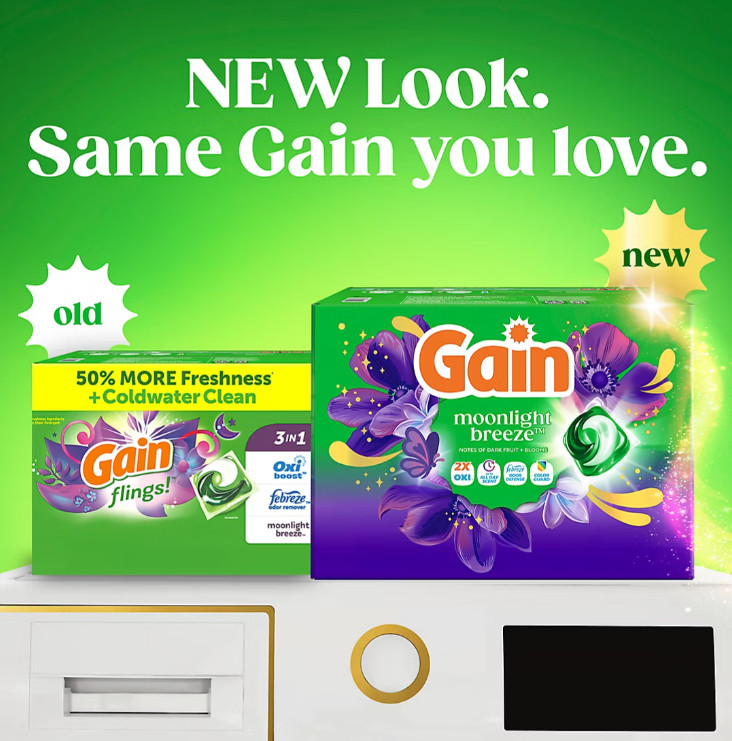 Gain Flings 4 in 1 Laundry Detergent Pacs, Moonlight Breeze, 152 Count