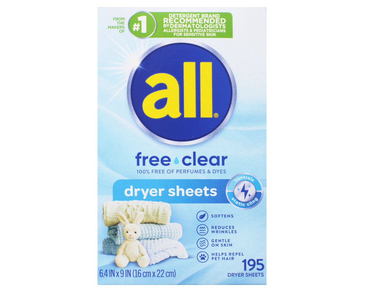 all Fabric Softener Dryer Sheets for Sensitive Skin Free Clear 195 Count 3 Pack