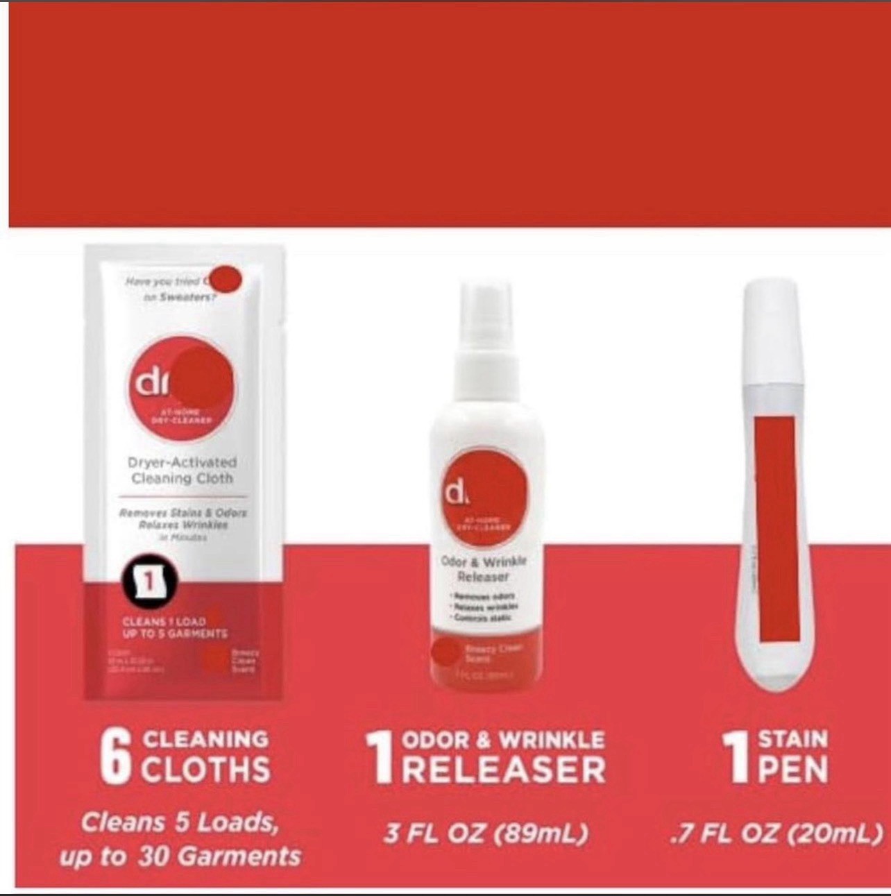 dryel At-Home Dry-Cleaner Kit, 5 Loads, 6 Cloths, Odor/Wrinkle Releaser