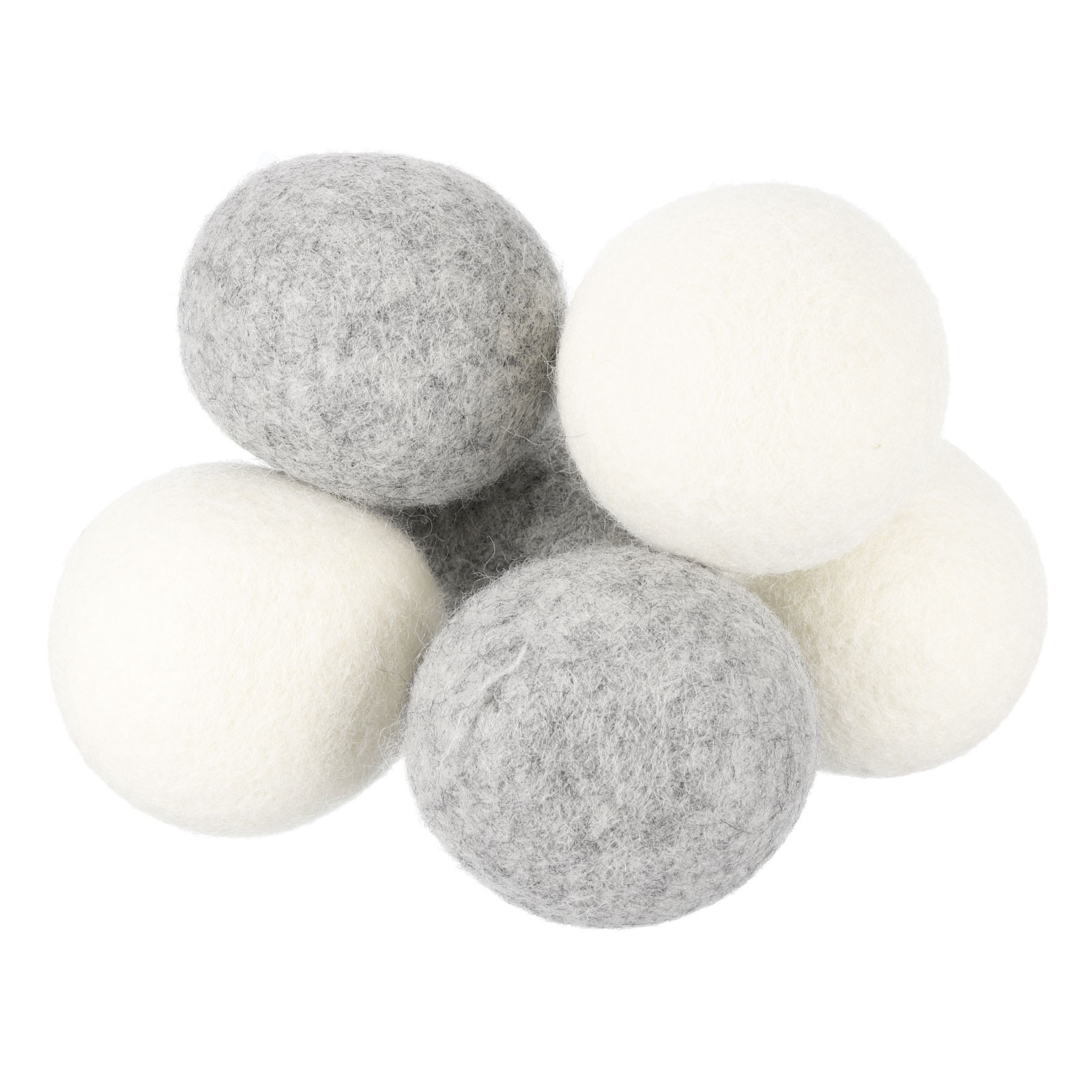 6Pcs Balls 2.6 Inches Wool Balls for Dryer White and Light Grey