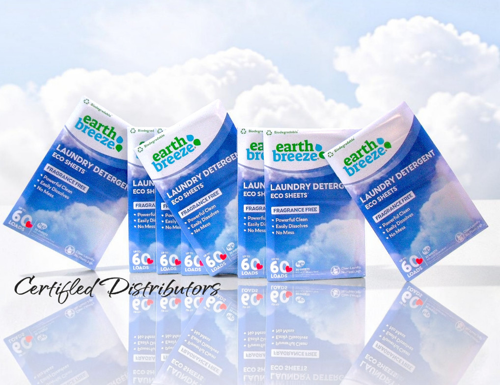 (Lot of 8) Earth Breeze Laundry Detergent Sheets Fragrance-Free, 60 Loads Each
