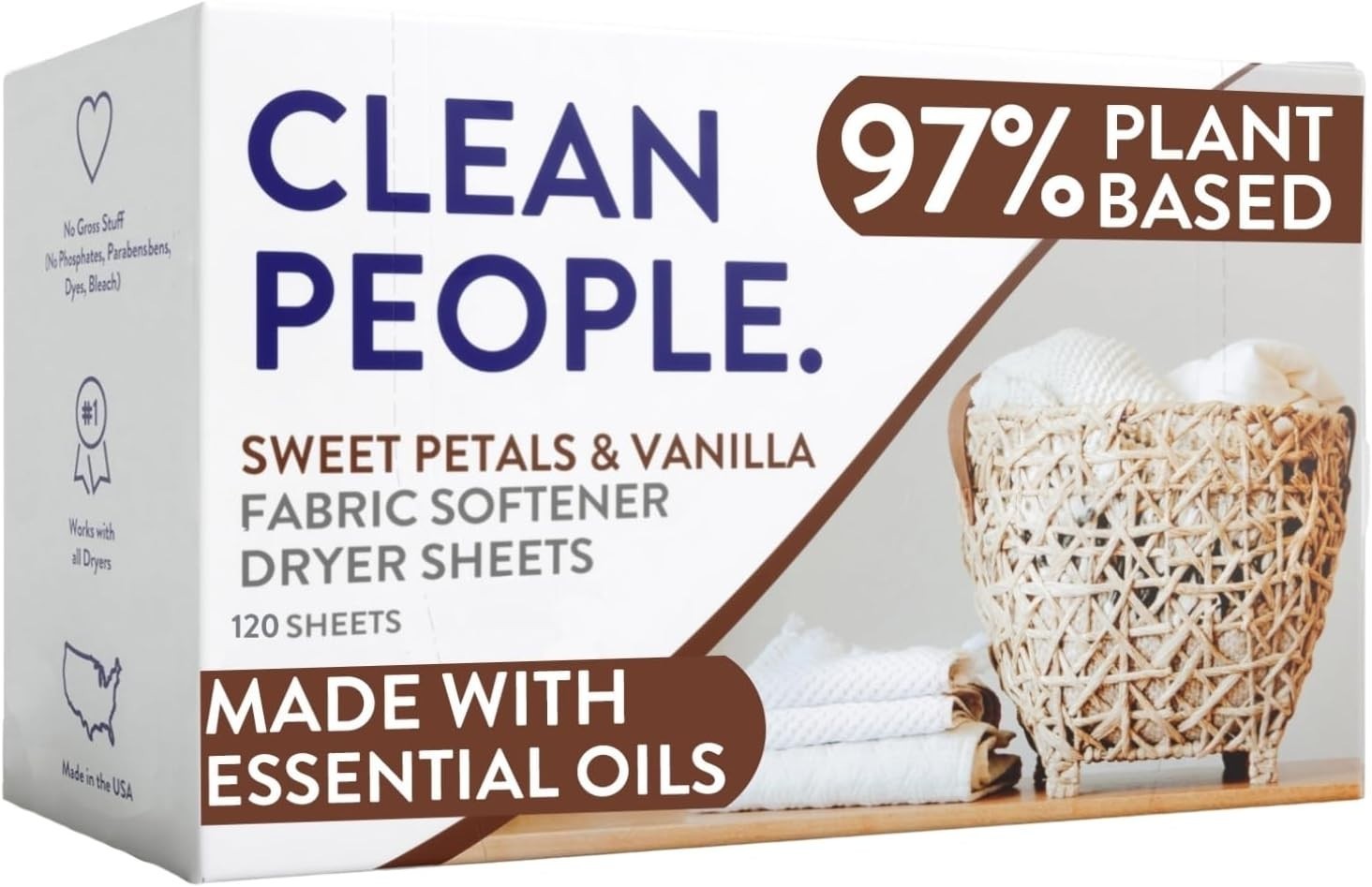 120 Fabric Softener Sheets – Eco-Conscious Sweet Petals & Vanilla Scent