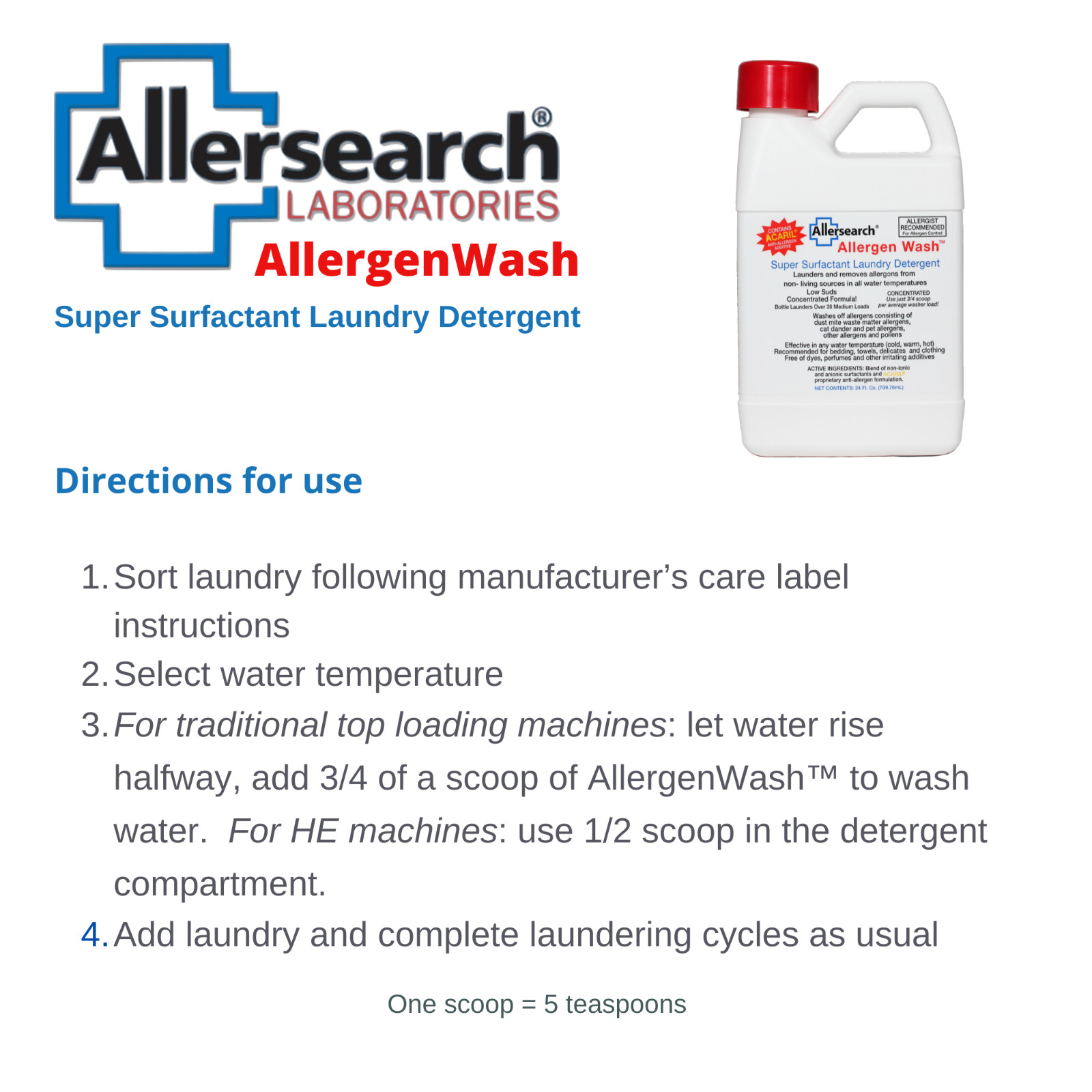 Allersearch AllergenWash Laundry Detergent 24 Oz