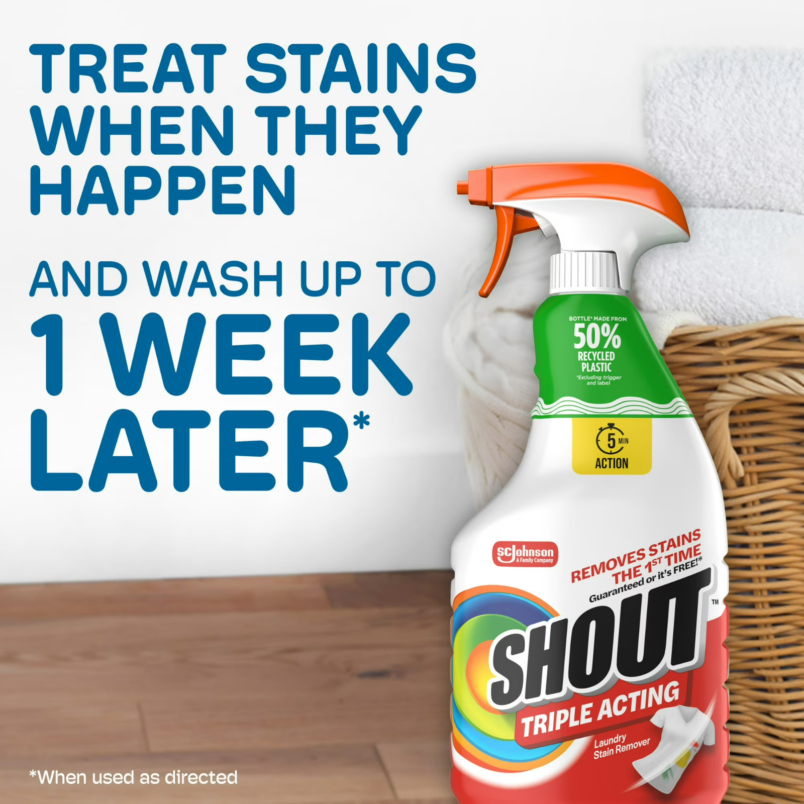 3 Pack Shout Active Enzyme Laundry Stain Remover Spray 22oz Triple Acting Prewas