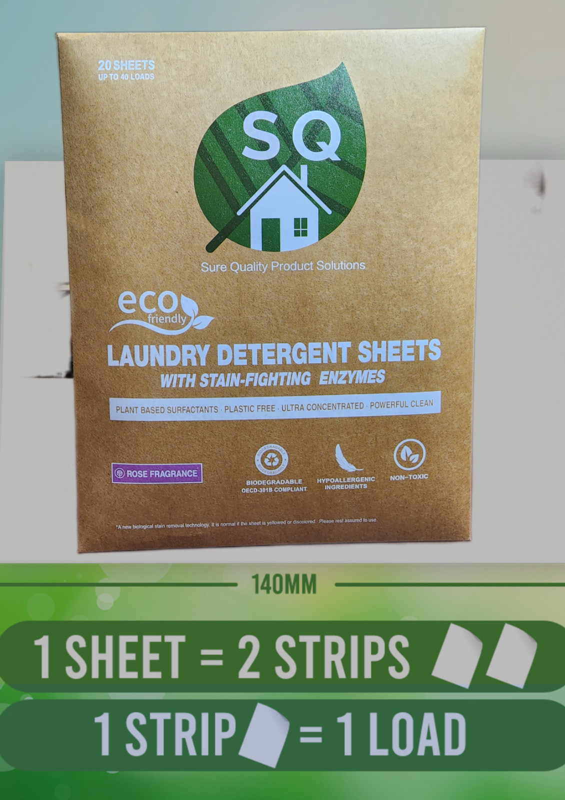 SQ Eco Laundry Strips – Rose Bush 40 loads /20 sheets (Pack of 4)