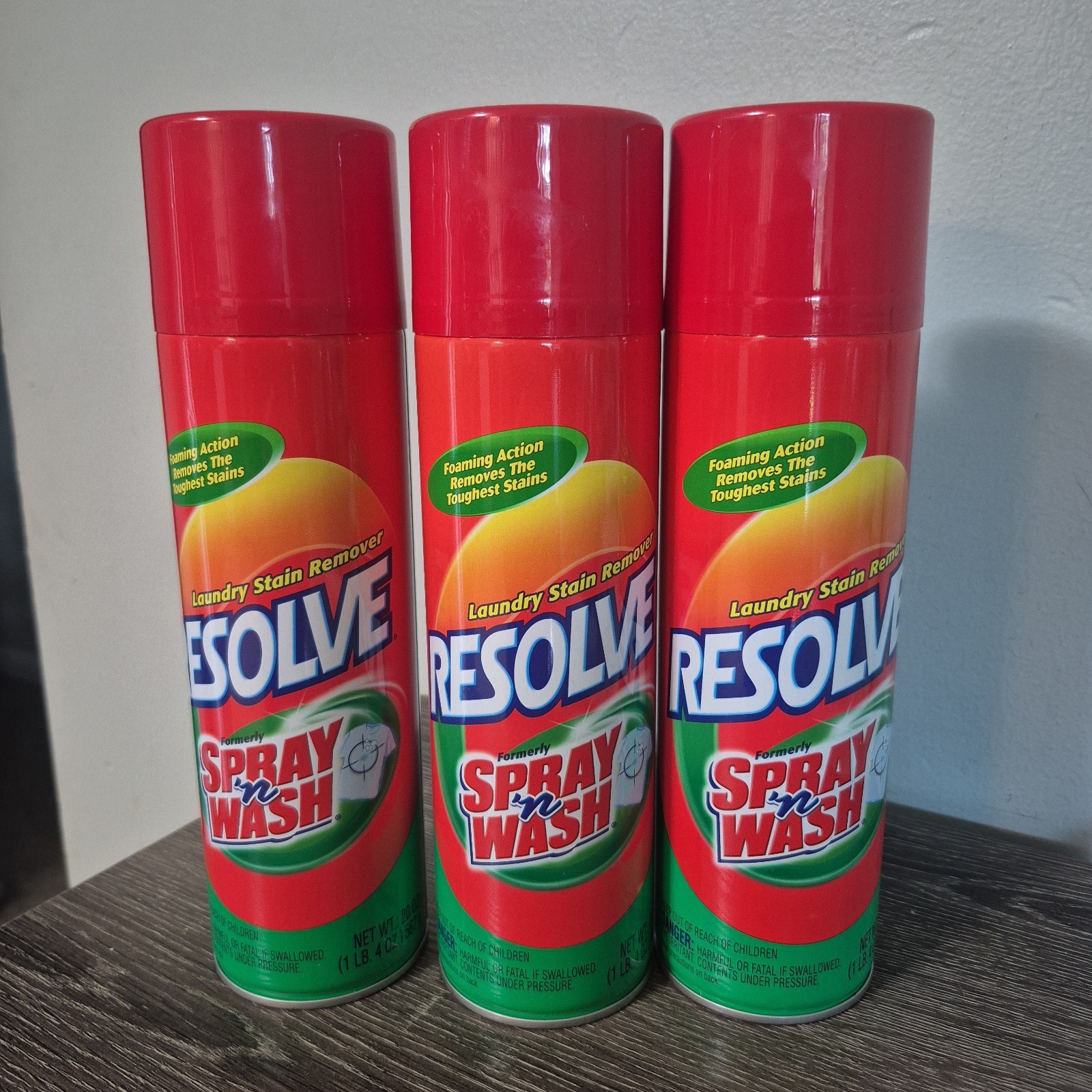 3 NOS Resolve formerly Spray & Wash 20oz Aerosol Cans