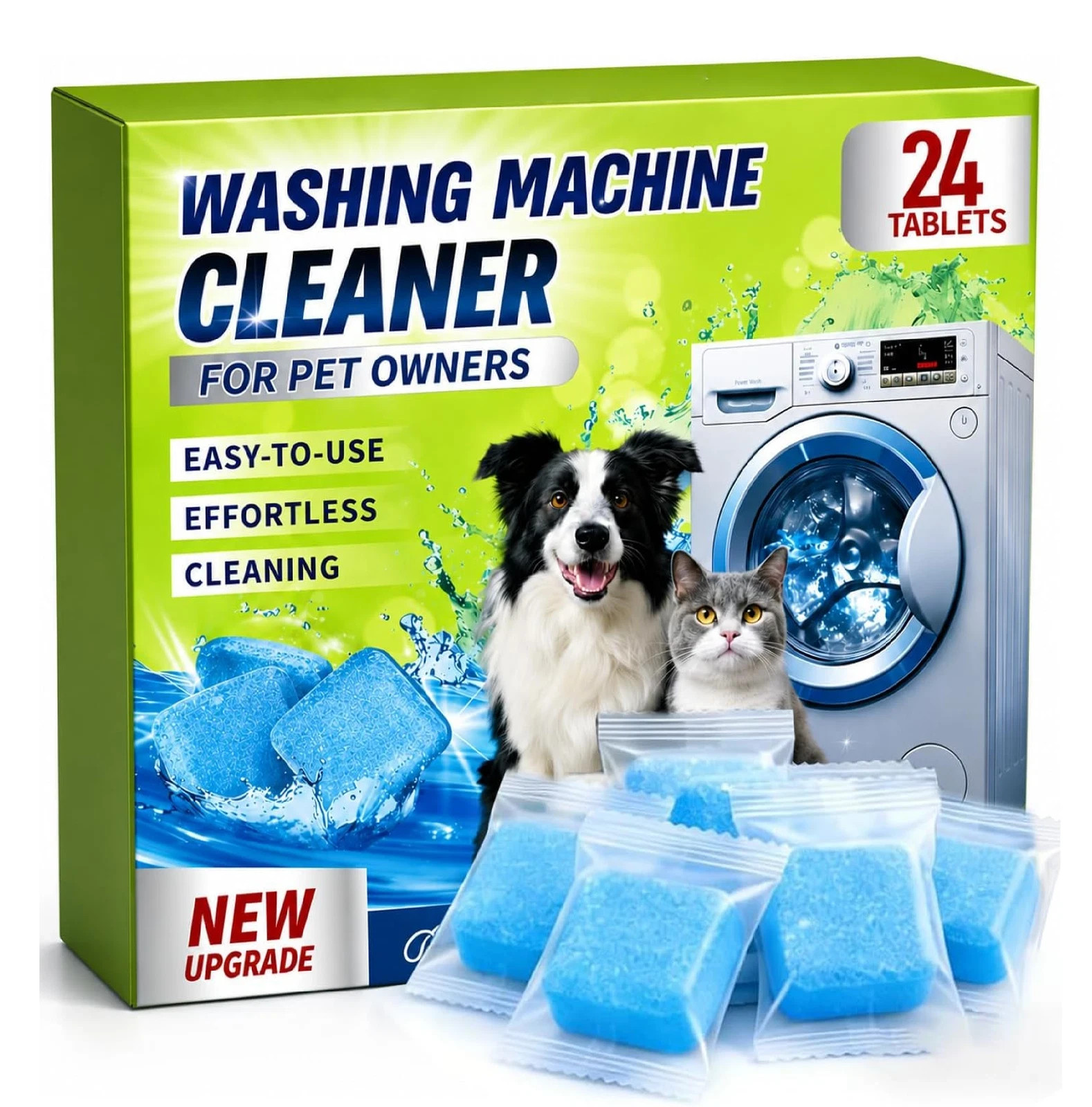Enzyme Washing Machine Cleaner Tablets for Pet Owners, 24 Count (Pack of 1)
