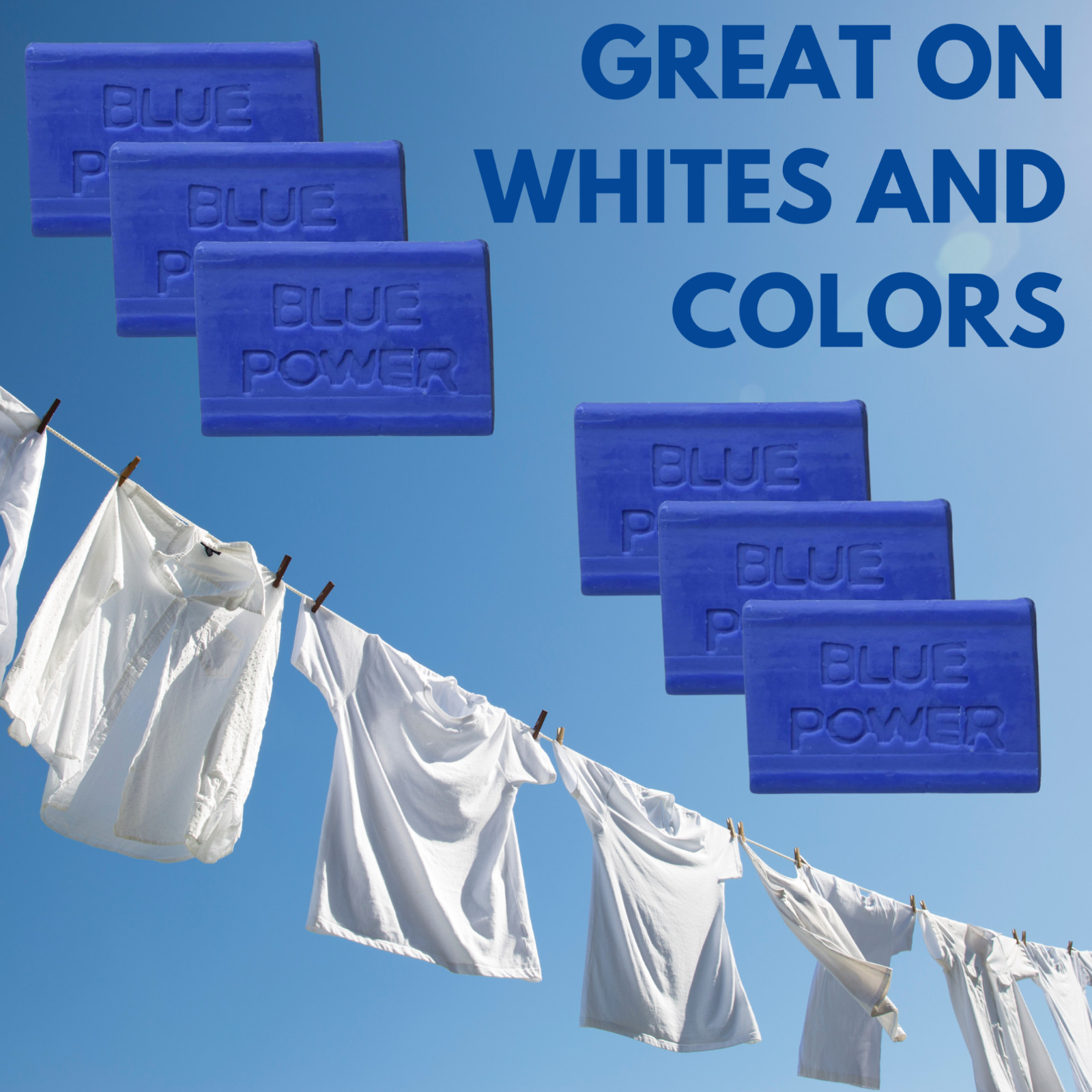 Jamaican Blue Power Laundry Bar Cake Soap- No Bleach (Save money with 6 Soaps!)