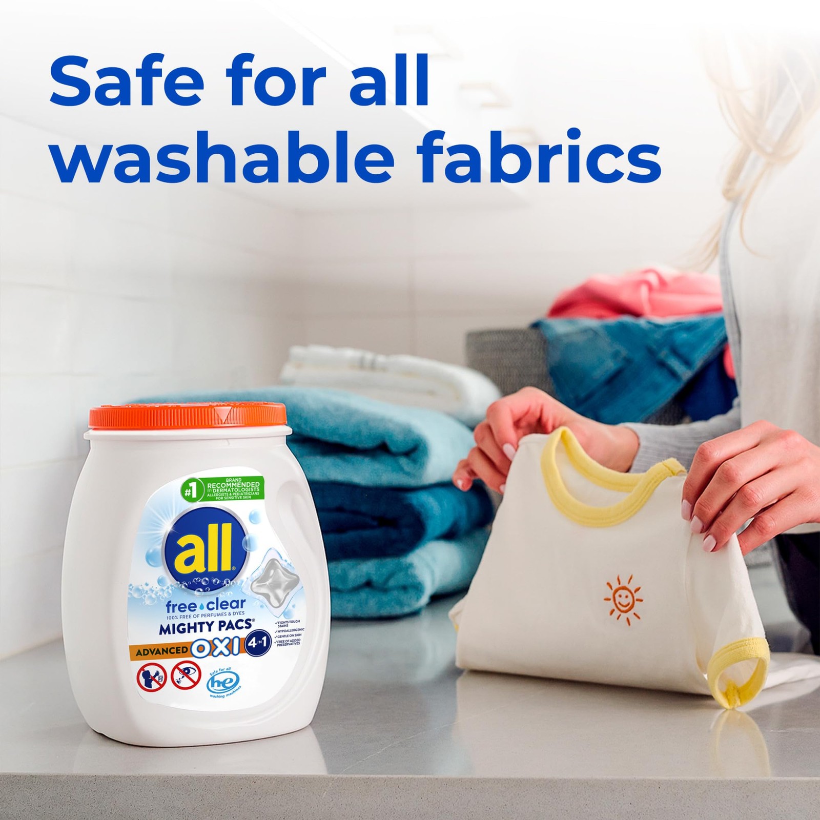 Laundry Detergent Pacs, Mighty Pacs with OXI Stain Removers and Whiteners, Fr…