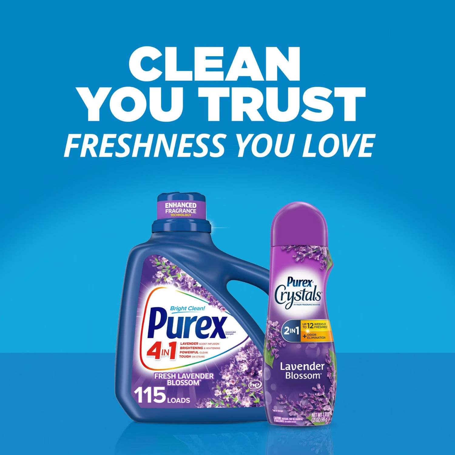 4 Pack Purex Liquid Laundry Detergent Fresh Lavender Fields 150 fl oz 115 Loads