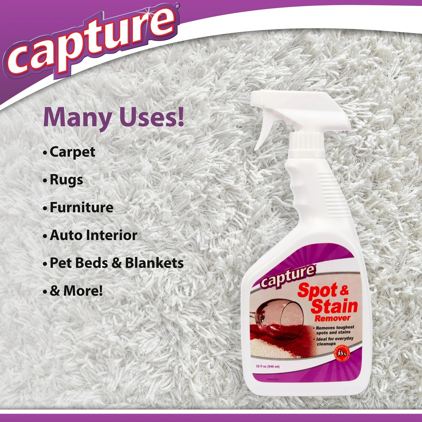 Spot and Stain Remover Carpet – Dirt, Juice, Coffee, Wine, Food and Tough Rug…