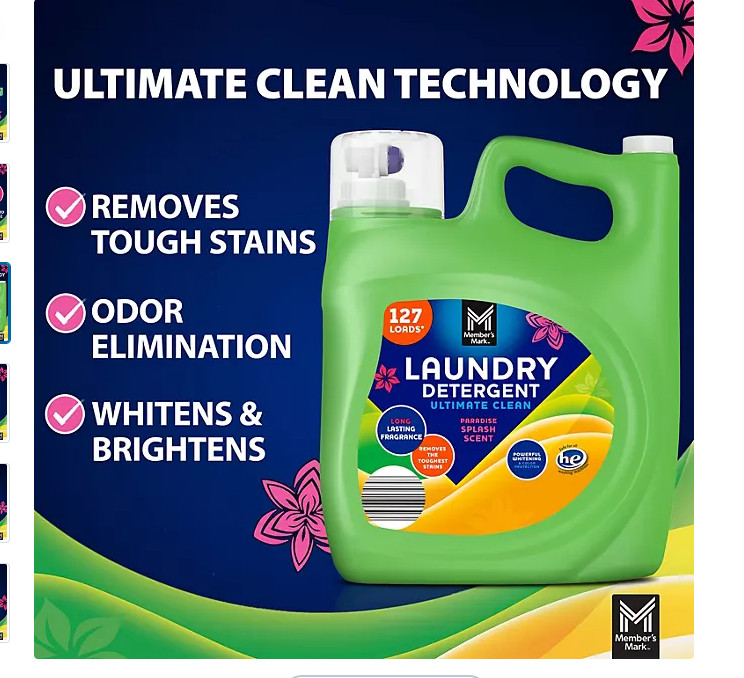 Member’s Mark Liquid Laundry Detergent, Paradise Splash, 127 loads, 196 fl. oz.