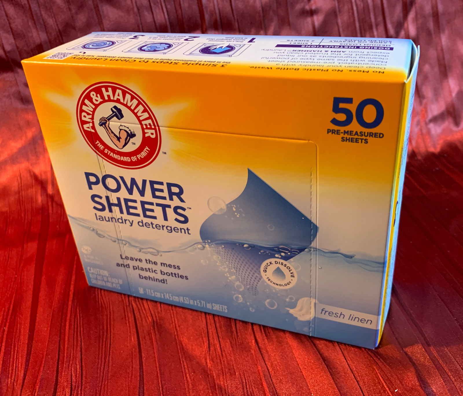 Arm & Hammer Power Sheets Laundry Detergent, Fresh Linen 50ct, 100 Small Load