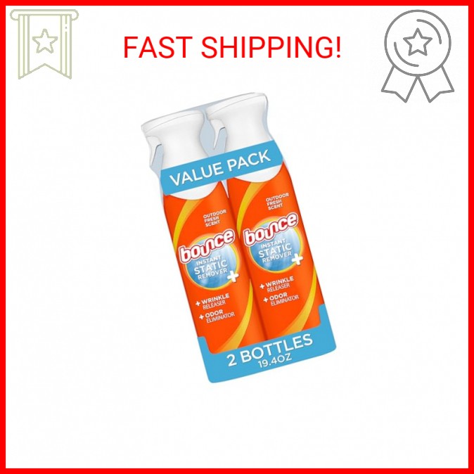 Bounce Rapid Touch-Up 3 in 1 Wrinkle Releaser Clothing Spray, Fabric Refresher,