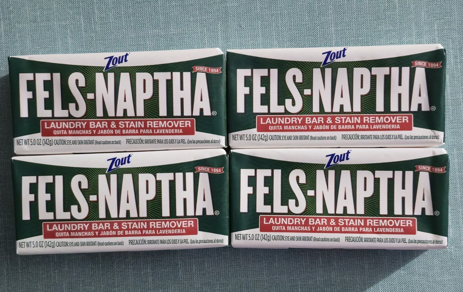 4 Brand New Purex/Zout FELS NAPTHA 5 Oz Bars FAST FREE SHIP!