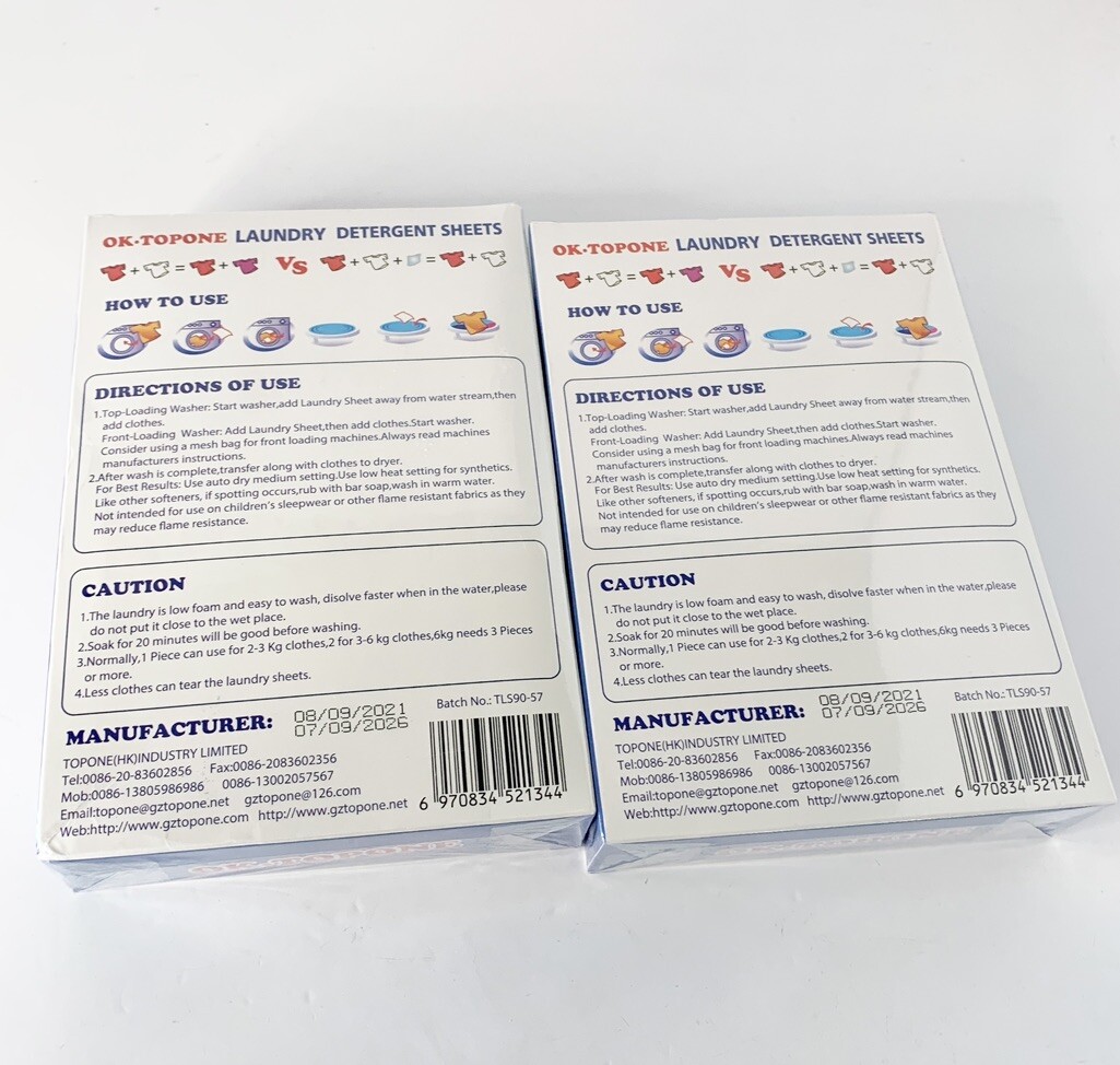 Laundry Detergent Sheets Ultra Concentrated Laundry Strips 90 Sheets Set of 2