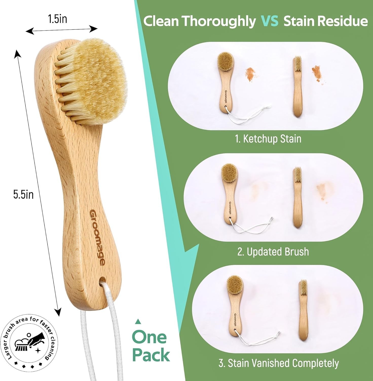 Soft Bristle Cleaning Brush for Fabrics – Gentle Stain Removal with Beech Handle