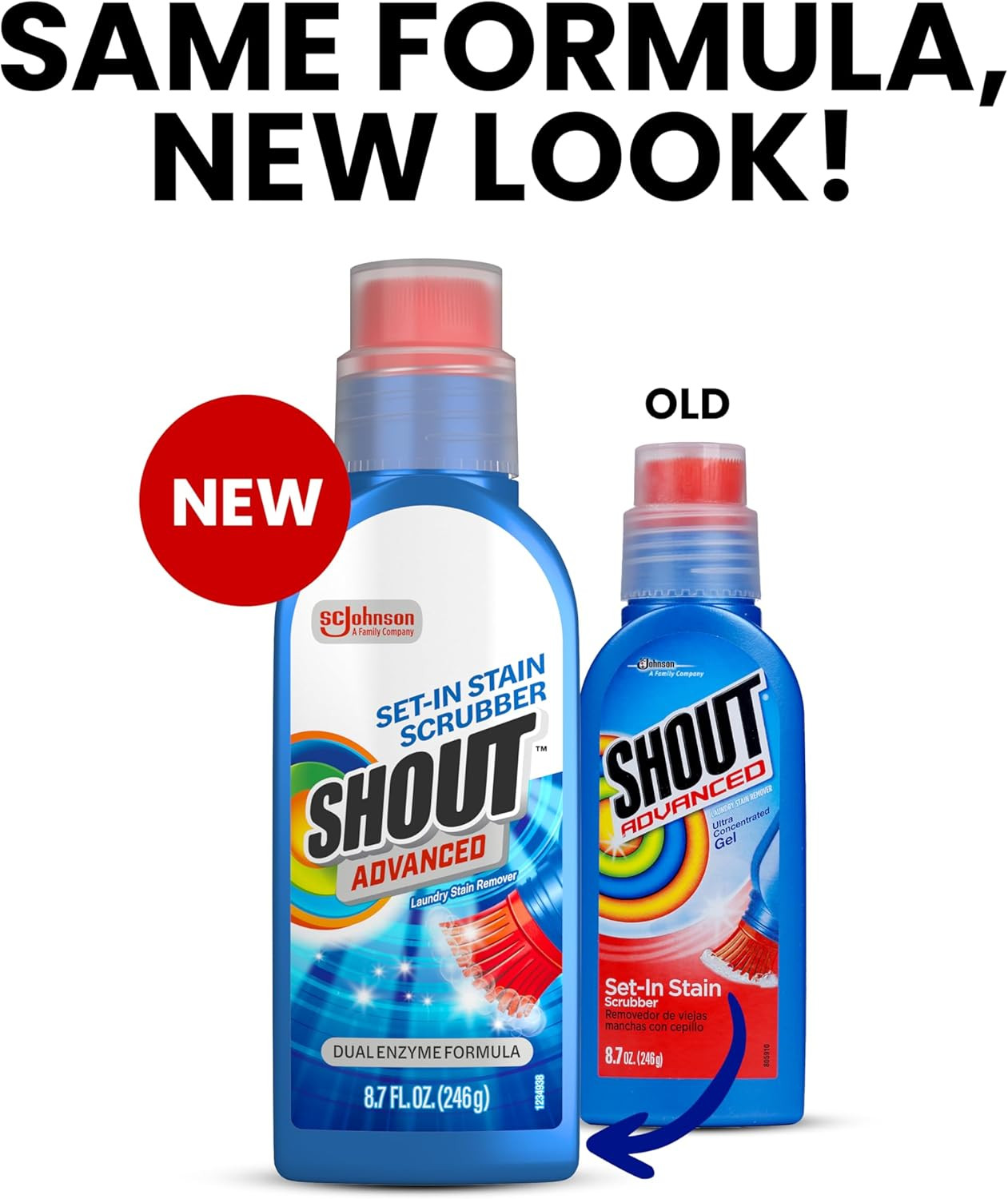 Shout Advanced Ultra Concentrated Laundry Stain Remover Gel Scrubber Brush 8.7oz