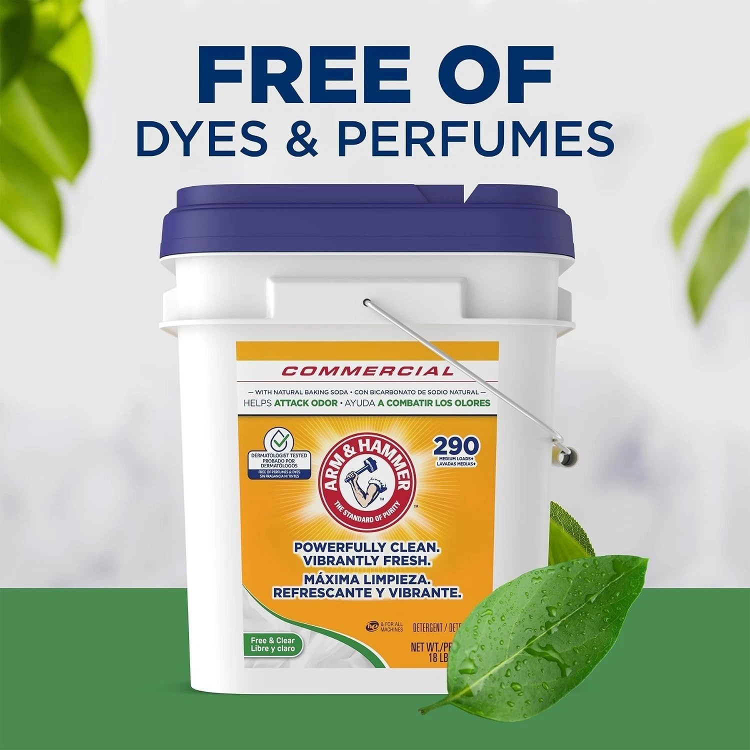 Free & Clear Professional Powder Laundry Detergent, 290 Loads, 18lb Bulk Pail