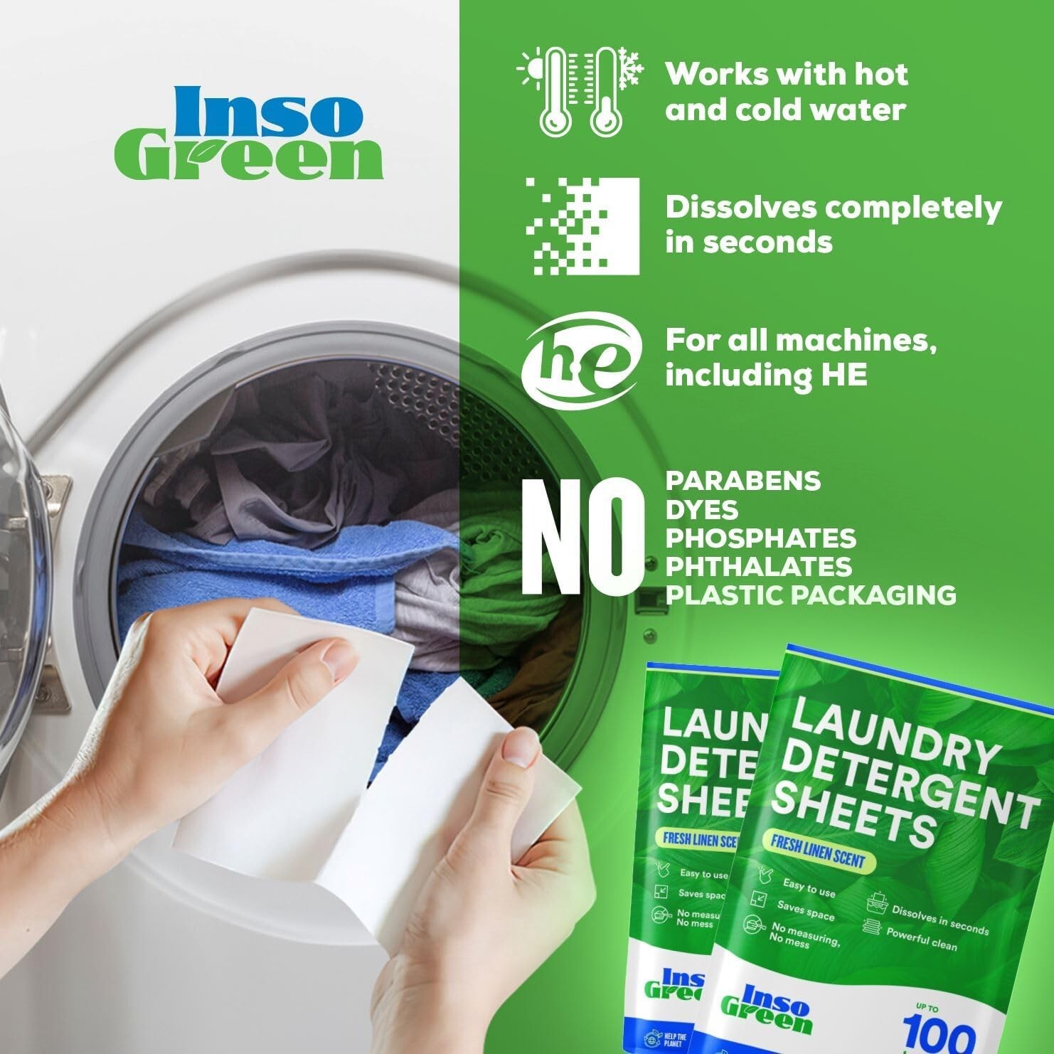Laundry Detergent Sheets – 100 Loads – Eco Washer Sheets Detergent