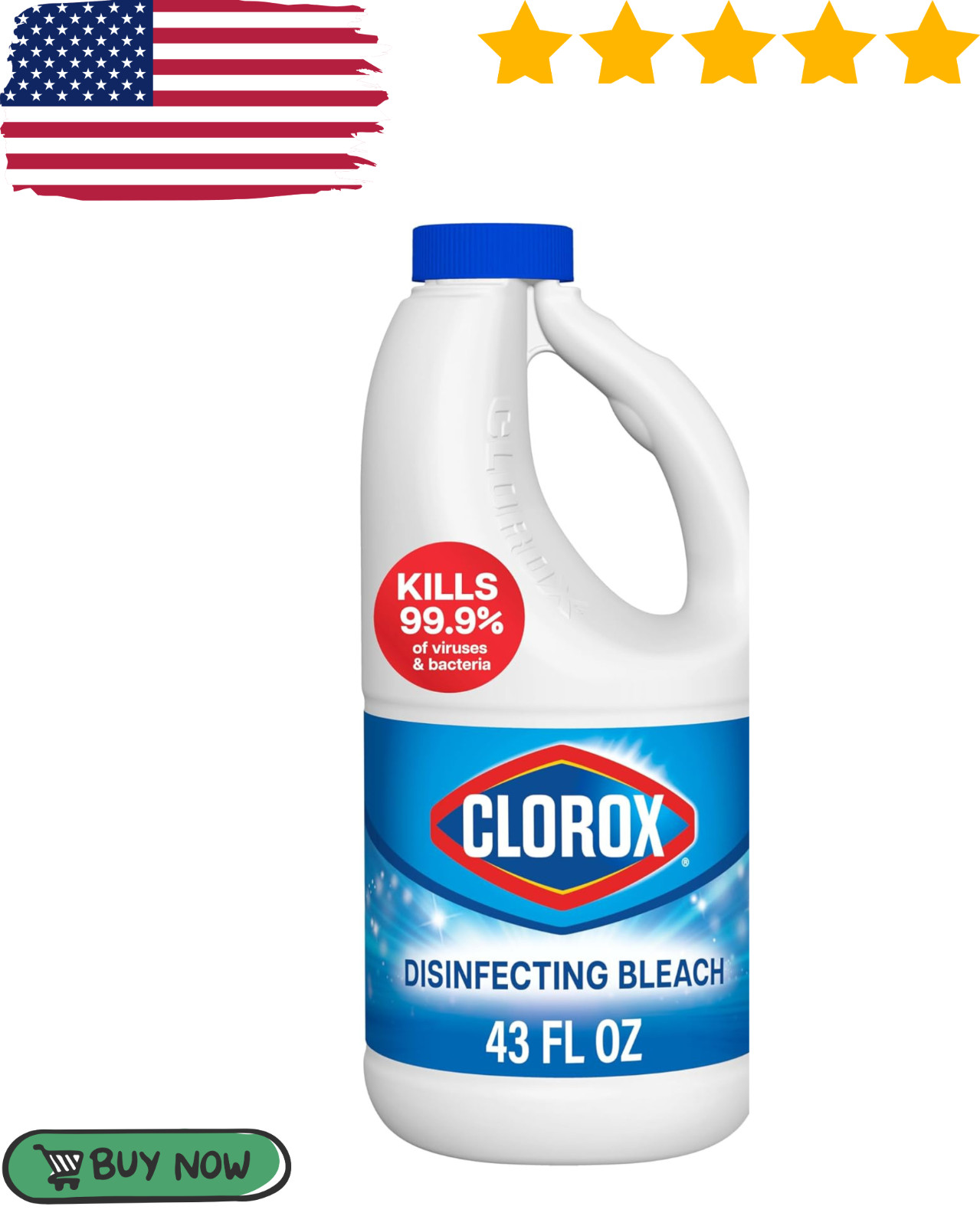 Concentrated Regular Disinfecting Liquid Laundry Bleach, 81 fl.oz 2 pack