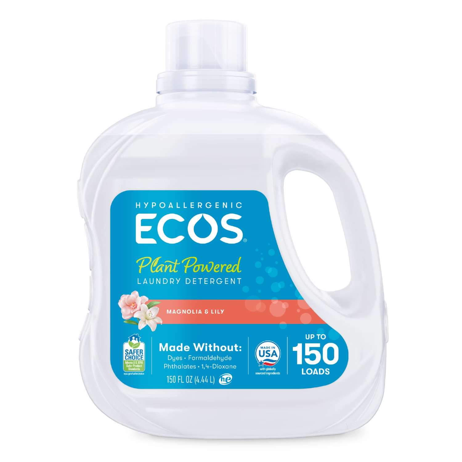 (3 Pack) ECOS Hypoallergenic Laundry Detergent Magnolia Lily 150 fl oz 150 Loads