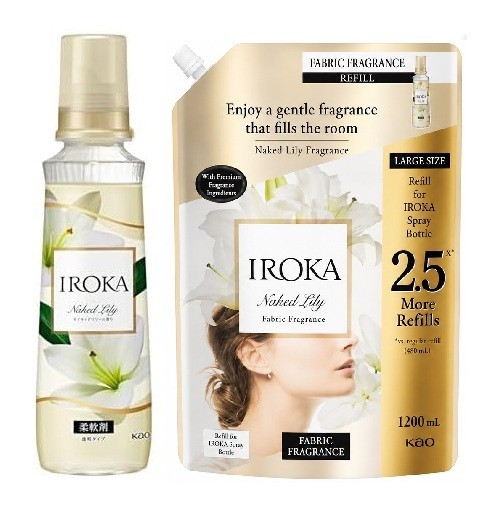 KAO IROKA Naked Lily Fabric Softener Spray Bottle + Refill Set 1200mL Japan