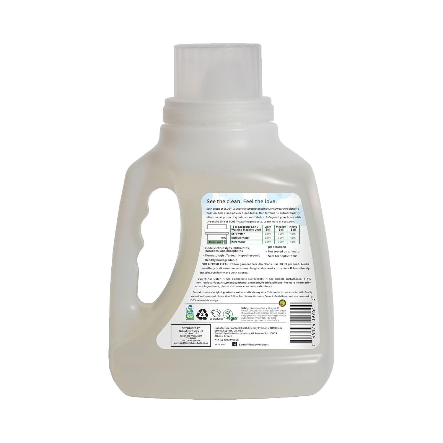 Ultra Concentrated Ecos Laundry Detergent, 50 oz – Unscented & Antibacterial