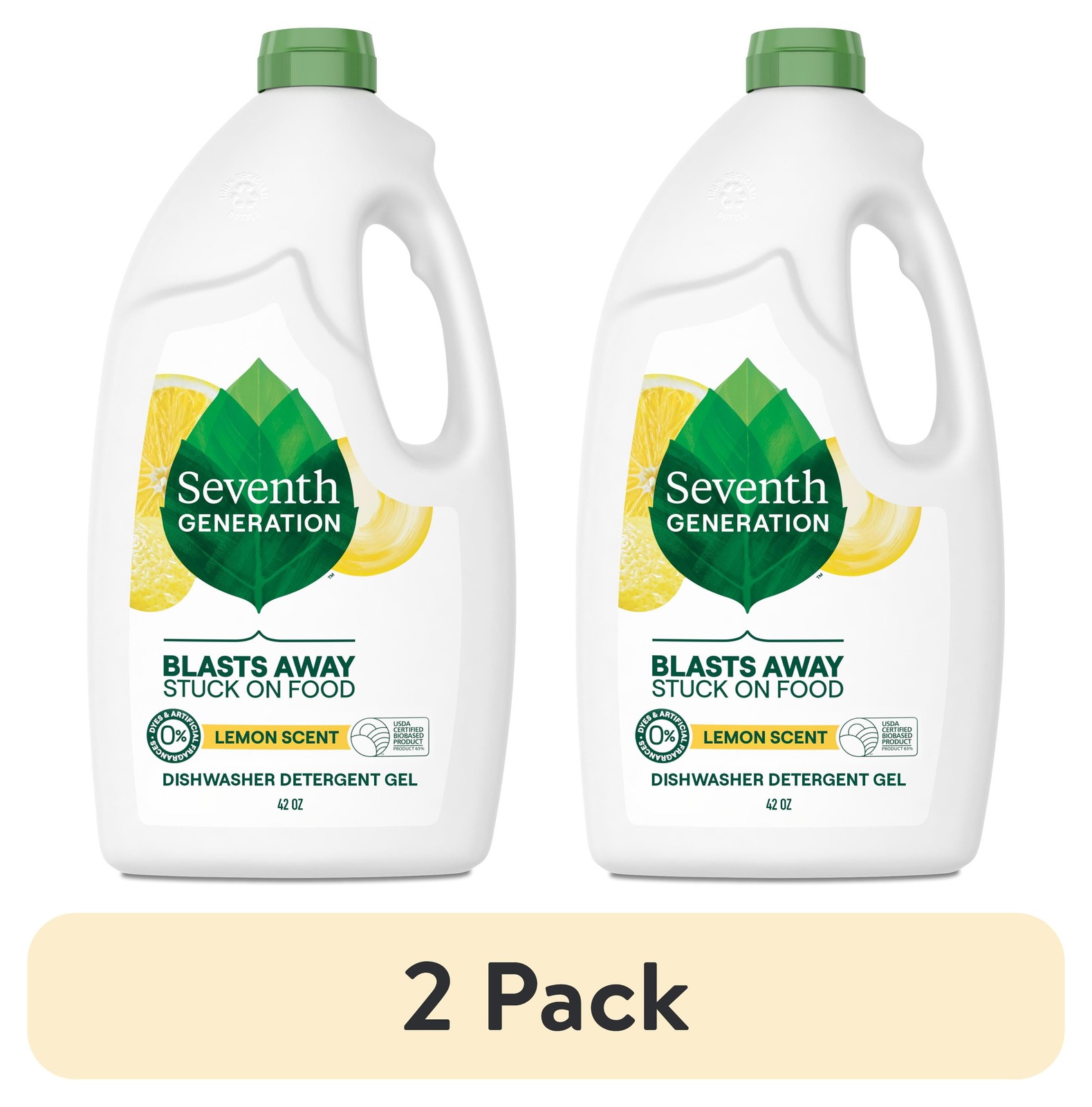 (2 pack) Dishwasher Detergent Gel, Lemon Scent, 42 fl oz Fast delivery