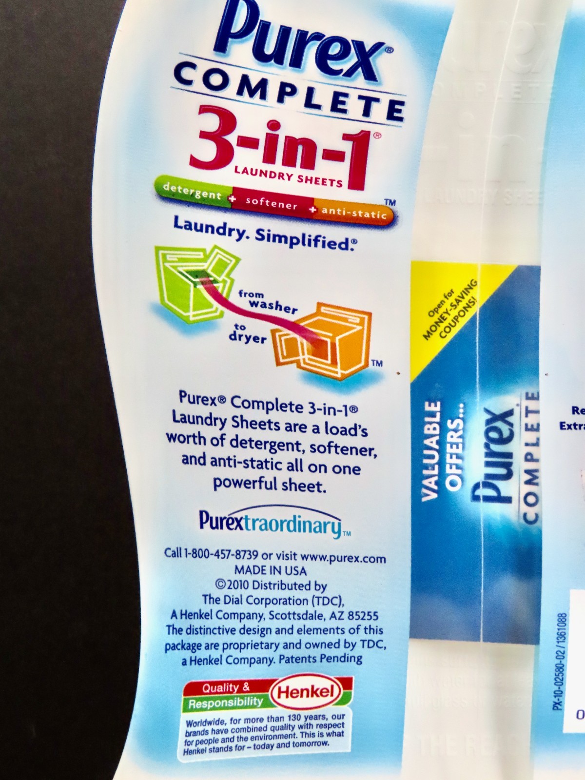 Purex Complete 3 in 1 Laundry Sheets Detergent Softener Anti-Static 20ct Sealed