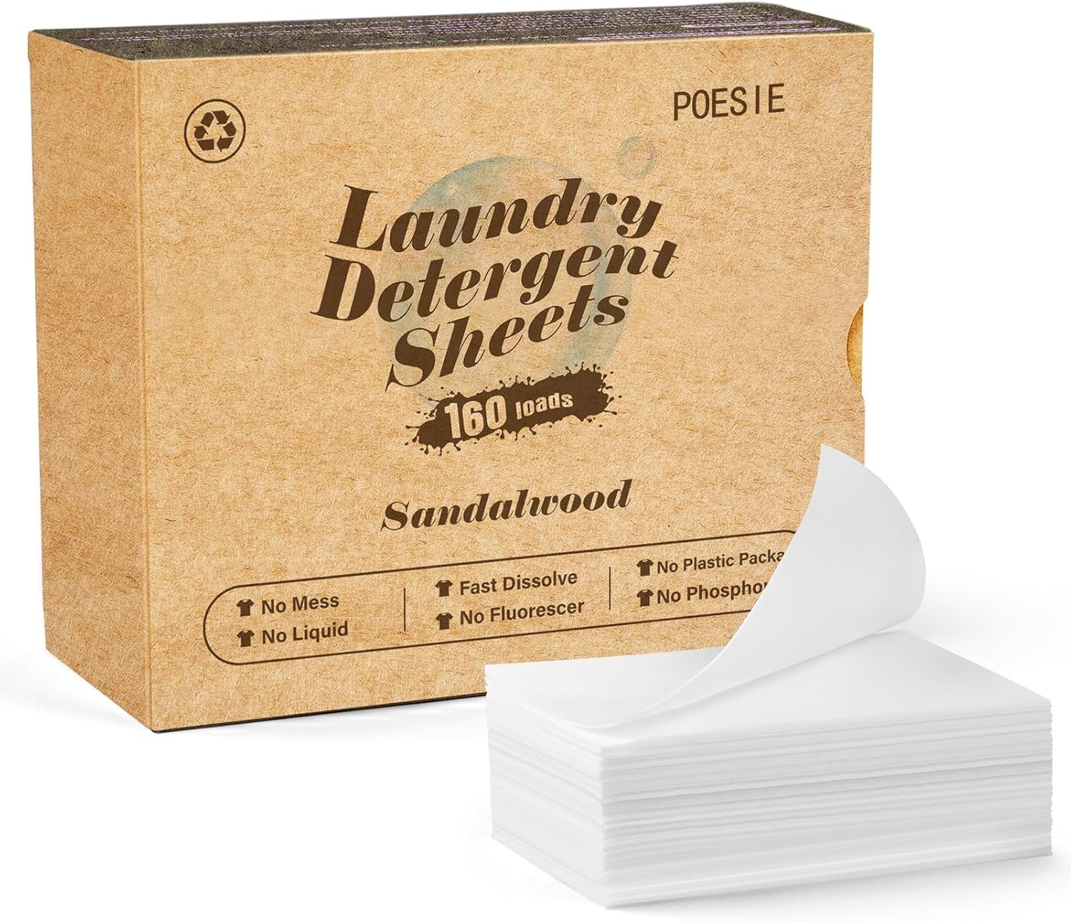 Concentrated Sandalwood Laundry Detergent Sheets – 160 Sheets, Travel Essential