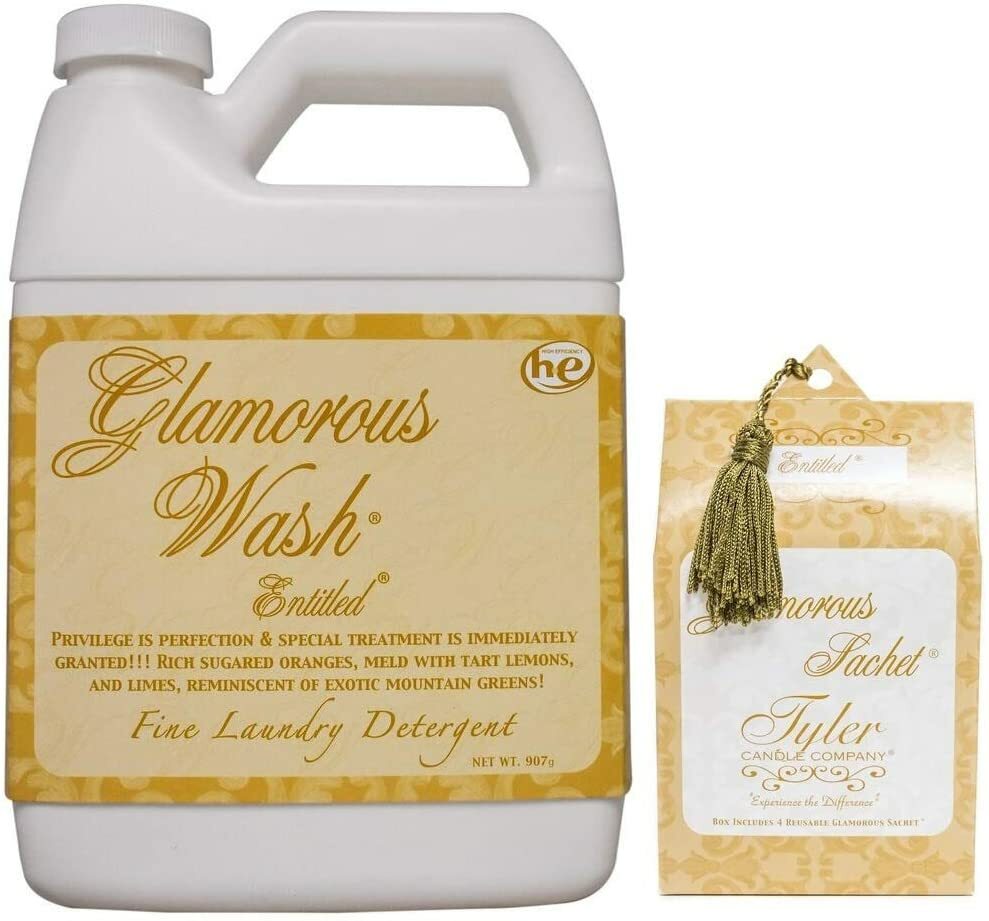 Tyler Candle Wash Entitled Laundry Detergent 32oz w/Entitled Sachets bundle