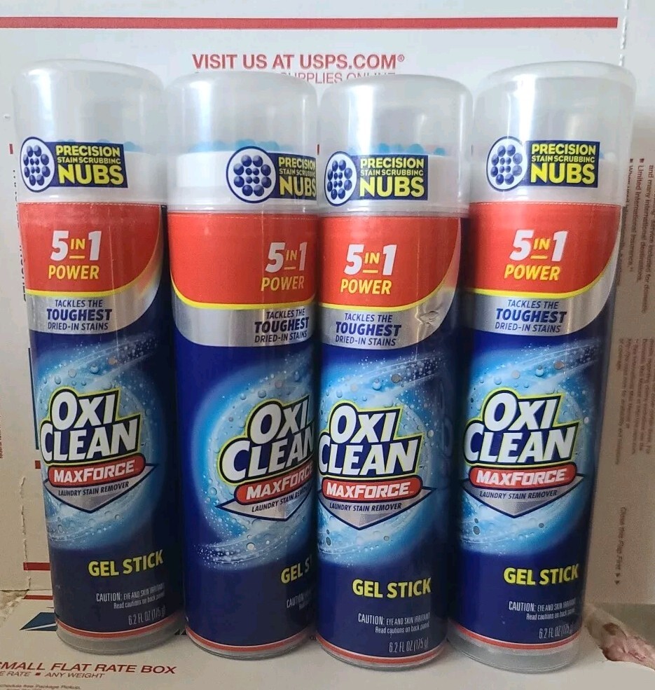 4 Count OxiClean 6.2 Oz Max Force 5 In 1 Power Laundry Stain Remover Gel Stick