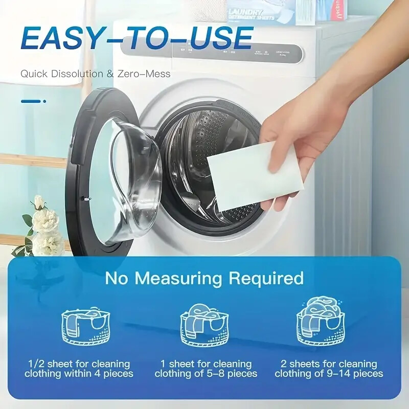 Laundry Detergent Eco Sheets Strong Decontamination & Hypoallergenic Cleaning