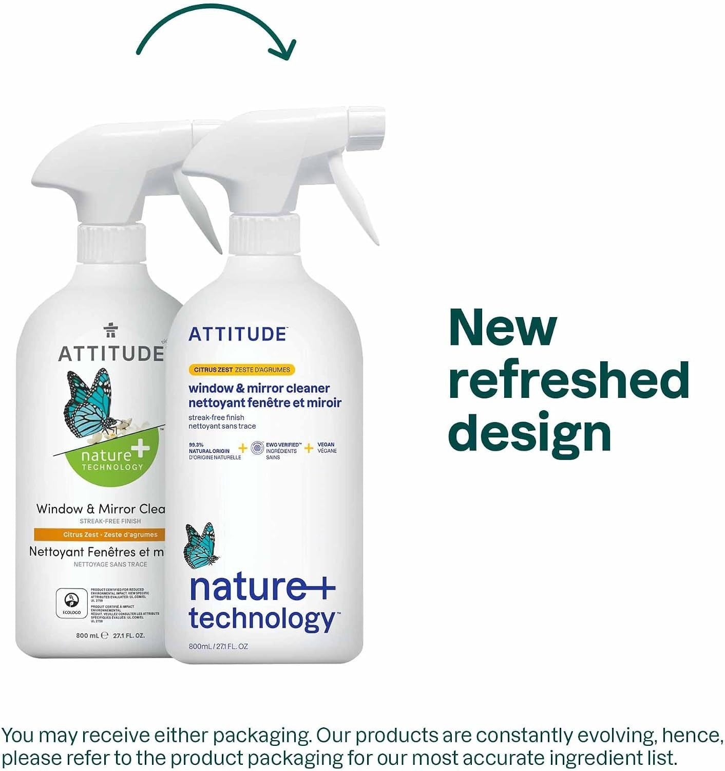 ATTITUDE Window and Mirror Cleaner, EWG Verified, Plant- and Mineral-Based In…