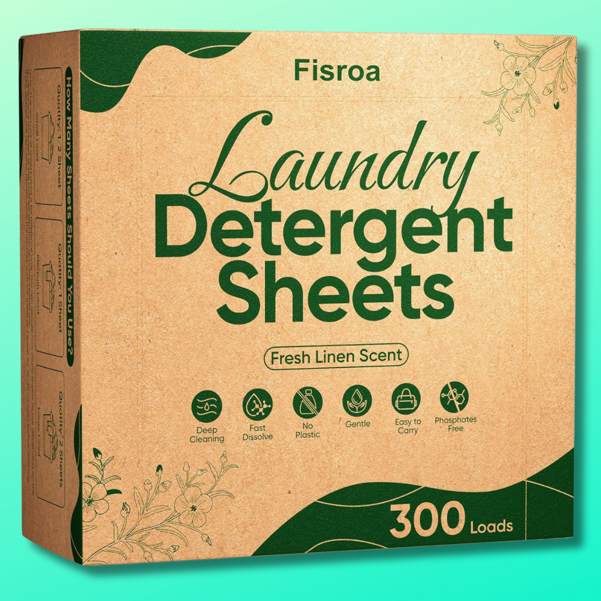 Travel Laundry Detergent Sheets 300 Loads Eco-Friendly Washing Detergent Sheets