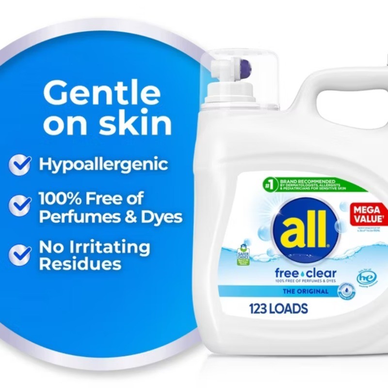 All Unscented Free Clear for Sensitive Skin HE Detergent 123 Loads – 154 fl oz