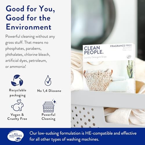 Clean People Laundry Detergent Sheets, Ultra Concentrated Stain Fighter, 32 Pack