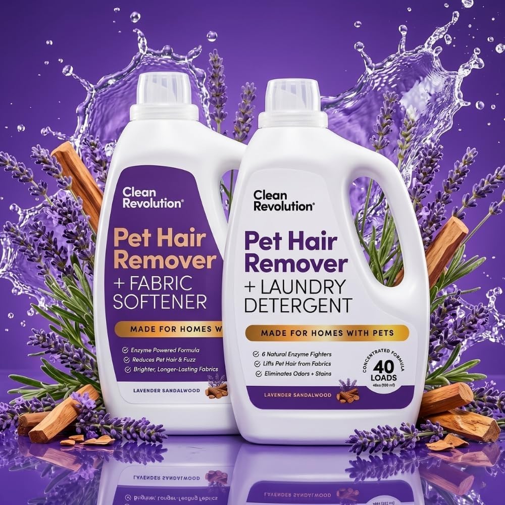 Clean Revolution Pet Hair Remover for Laundry 40 Fl Oz (Pack of 2), Clear