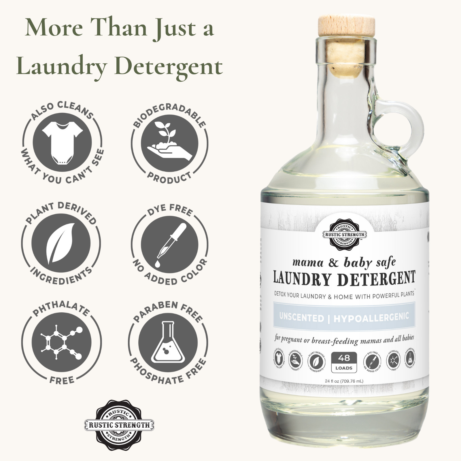 Toxin-Free Laundry Detergent 24 oz | 48 Loads | Plant-Based | Mama & Baby Safe