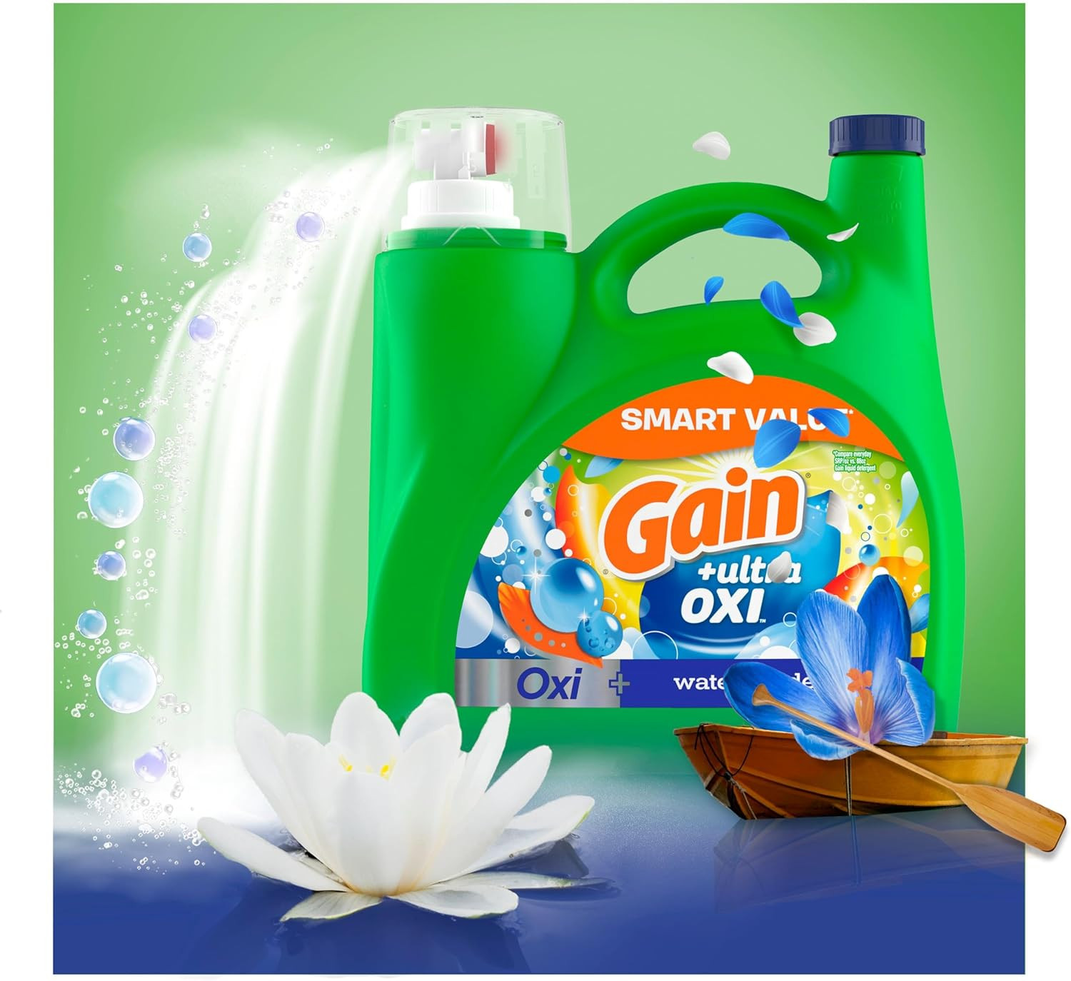 Ultra Oxi Liquid Laundry Detergent, Waterfall Delight, 154 Fl Oz, 107 Load