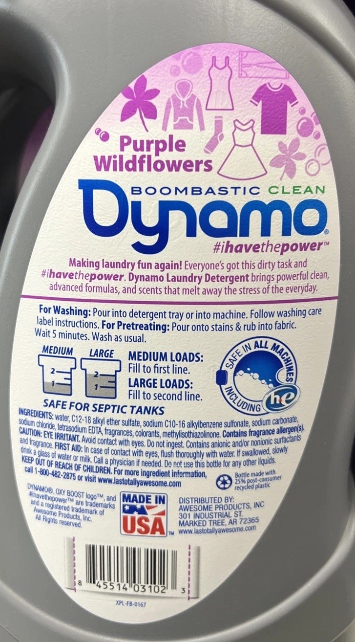 2X Dynamo Purple Wildflowers Laundry Detergent 60 oz each HE Oxy Power NEW DBF