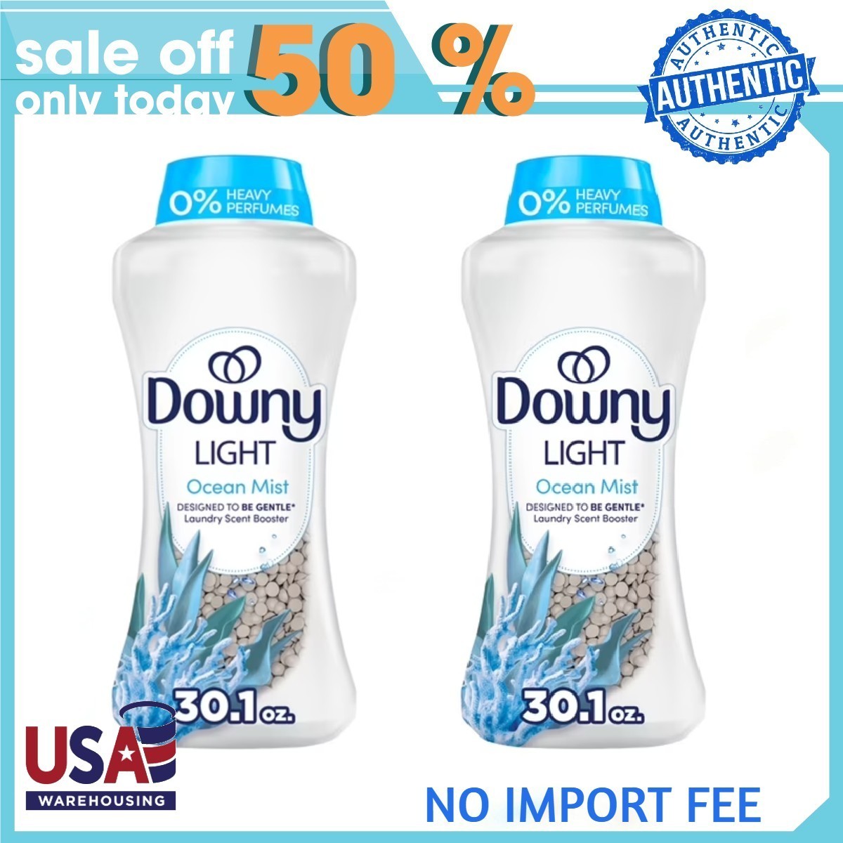 2 Pack Downy Light Ocean Mist In-Wash Scent Booster Beads – 30.1 oz