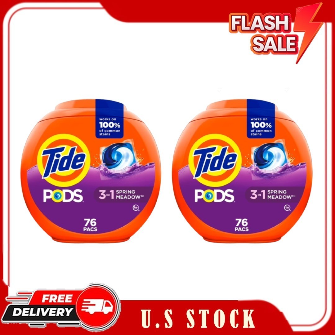 2 pack, Tide PODS Laundry Detergent Soap Pacs, Spring Meadow Scent, 76 Count