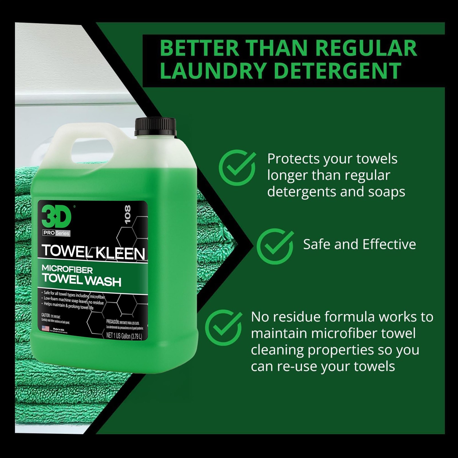 Microfiber Towel Laundry Detergent 128 Fl Oz Effective No Residue Formula