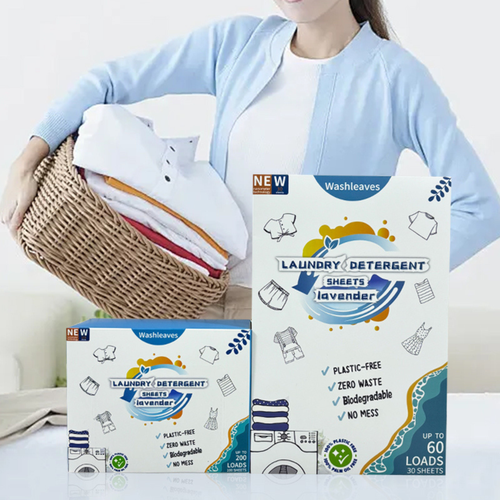 Eco Friendly Laundry Detergent Sheets (60-100 sheets 200 loads) Plant based Free